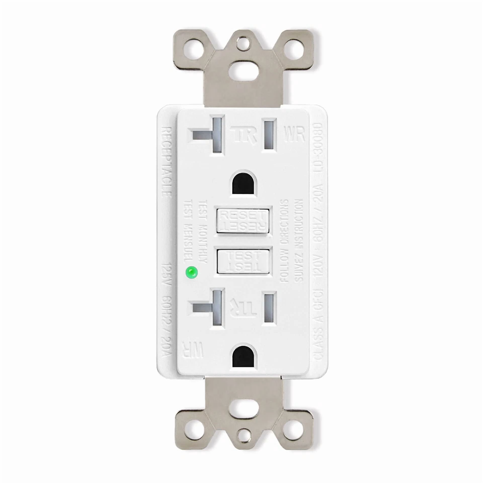 CIRCLE- Gfi Outlet 20 Amp Wr Tr Gfci Receptacles With Plate For Outdoor Kitchen Bathroom