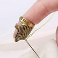 thumbnail image 3 of 4 Pack Sewing Thimble Finger Protector, Adjustable Finger Metal Shield Protector Pin Needles Sewing Quilting Craft Accessories DIY Sewing Tools Needlework(2 Sizes), 3 of 6