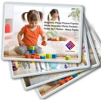 Flexible Magnets 5 in x 7 in White Magnetic Photo Holders for Refrigerator 5 Pieces