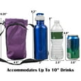 thumbnail image 2 of Reusable 16 Oz. Drawstring Closure Water Bottle Carrier Bag with Adjustable Shoulder Strap & Phone Pocket for Glass, Plastic, Stainless Steel Bottles, Walking, Running, Biking & Jogging in Purple, 2 of 2