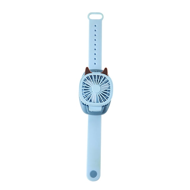 Ventilador de enfriamiento Ventilador de reloj recargable USB Enfriador de aire portátil ajustable con luz colorida, Azul Eigraketly HA004841-02B
