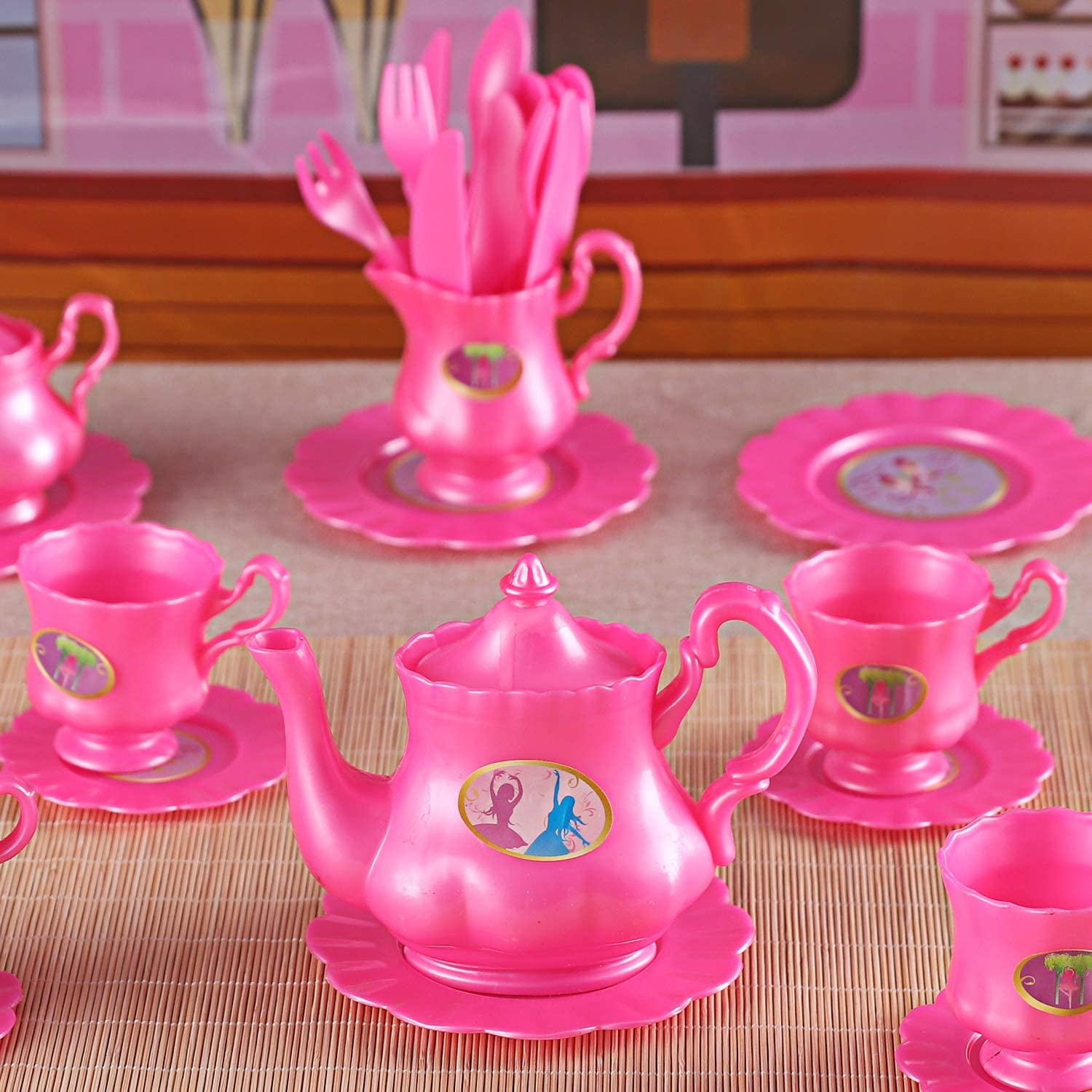 Princess Tea Party Set With Pink Tea Pots And Kitchen Utensils 29 Piece #PS498 