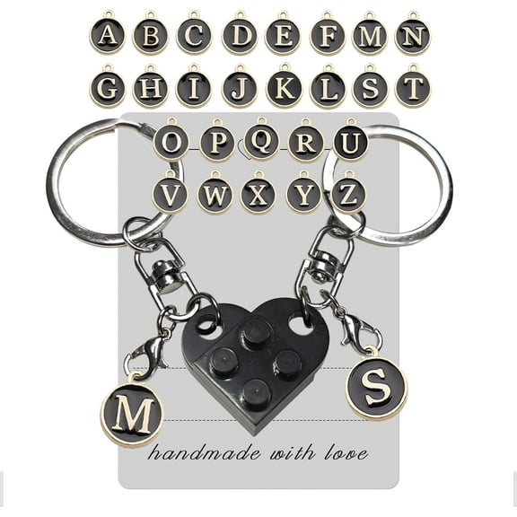 Personalized Brick Matching Heart Keychains - Valentine's Gifts for Mom, Dad, Couple, Boyfriend, Girlfriend, Lovers