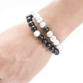thumbnail image 2 of 2pcs/Set Mens Beaded Bracelets Couples Matching Bracelet Set Lava Rock Beads for Women Stone Jewelry, His/Hers Couples Bracelets Stretch Distance Bracelet for Girlfriend Boyfriend( Black White ), 2 of 4