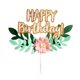 thumbnail image 1 of KAKOWELY 4 piezas de letras de feliz cumpleaños con hojas de flores insertadas con palo para decoración de tartas, 1 of 4