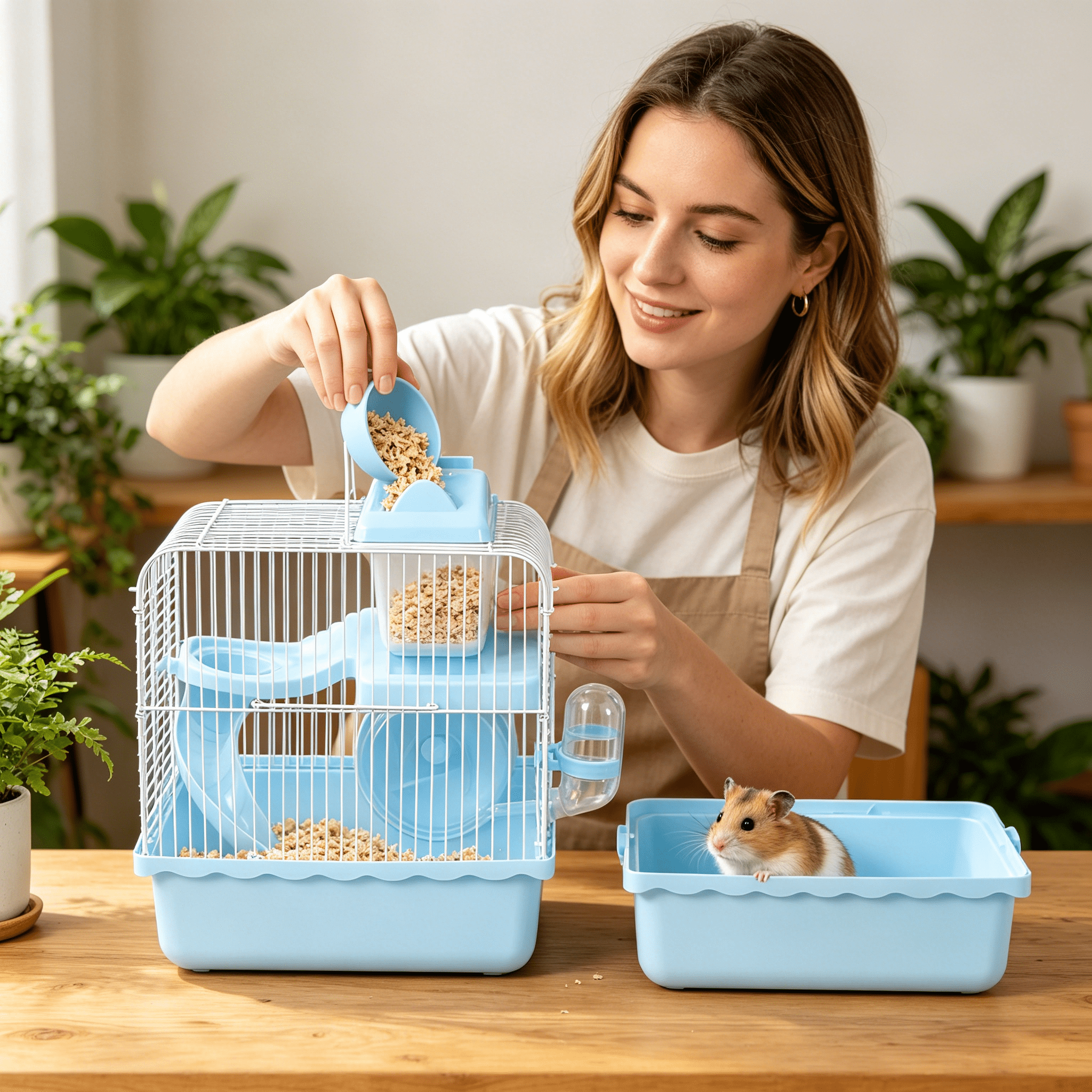 ZHZFKQ Double-Layer Castle Hamster Cage Transparent Accessories for Guinea Pig