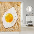 thumbnail image 2 of Poached Egg Bath Curtain Toast Shower Curtain for Kids Boys Girls Teens Cartoon Poached Egg Pattern Bathroom Shower Curtain Set Food Theme Kids Bathroom Accessories 72"x72", 2 of 6