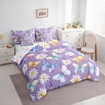 thumbnail image 3 of Homewish Dreamy Purple Butterfly Bedding Comforter Set 7 Pieces for Kids, Kawaii Cartoon Animal Full Bedding Set, Rustic Groovy Flower Reversible Fitted Sheet Flat Sheet, Ultra Soft Bedroom Decor, 3 of 7