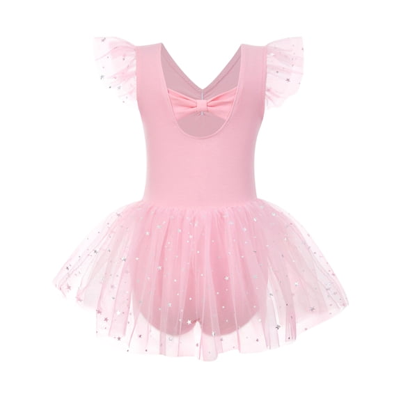 Aideaone Girls Ballet Leotards Toddler Ruffle Sleeve Dance Leotard with Tutu Skirt Kids Gymnastics Dancewear for Little Girls 2-9Y