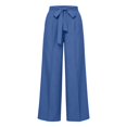 thumbnail image 6 of Womens Wide Leg Pants BWASD Casual Adjustable Tie Knot High WaistPalazzo with Pockets Loose Linen Pants Women Elegant Business Work Dress Trousers (Navy L), 6 of 9