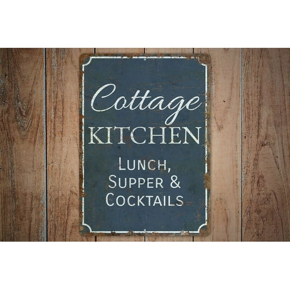 Cottage Kitchen Kitchen Sign Cottage Kitchen Decor Cottage Kitchen Sign Vintage Style Sign Metal Sign SIZE: 8" x 12"
