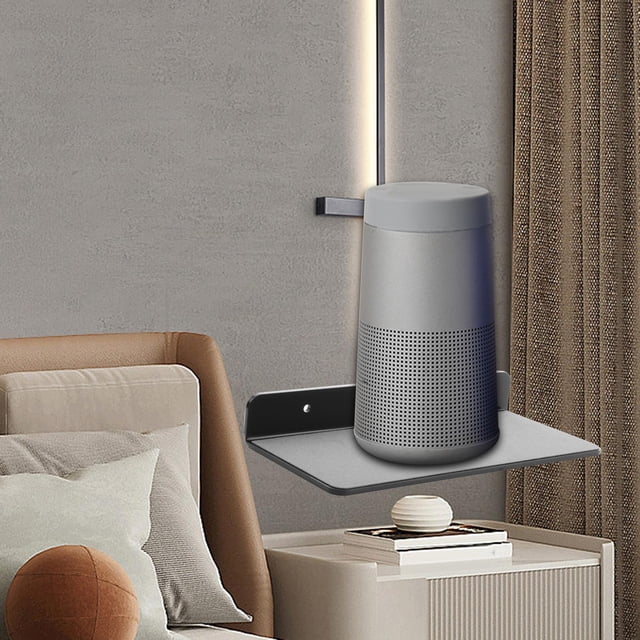 Soporte de Pared para Altavoces Estante Colgante para Bocinas Inteligentes Soporte para Barra de Sonido de Material Acrílico Adecuado para Dormitorio Negro