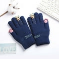 thumbnail image 2 of Clearance! Fdelink Children Baby Boys Girls Winter Warm Skiing Gloves Kids Cartoon Bear Knitted Full Finger Mittens Gloves, the Outfits (Navy), 2 of 4