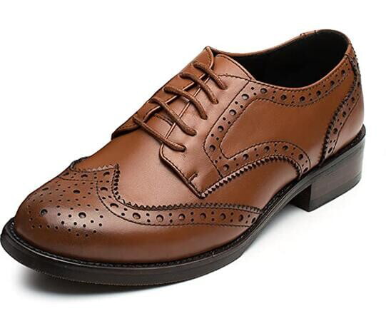 Retro Womens Brogue Leather Lace Up Pointy Toe Wingtip Formal Dress Oxford Shoes 