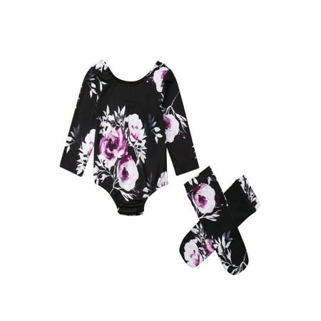 

Seyurigaoka Seyurigaoka Newborn Baby Girl 2pcs Outfits Off Shoulder Flower Romper and Leg Warmers