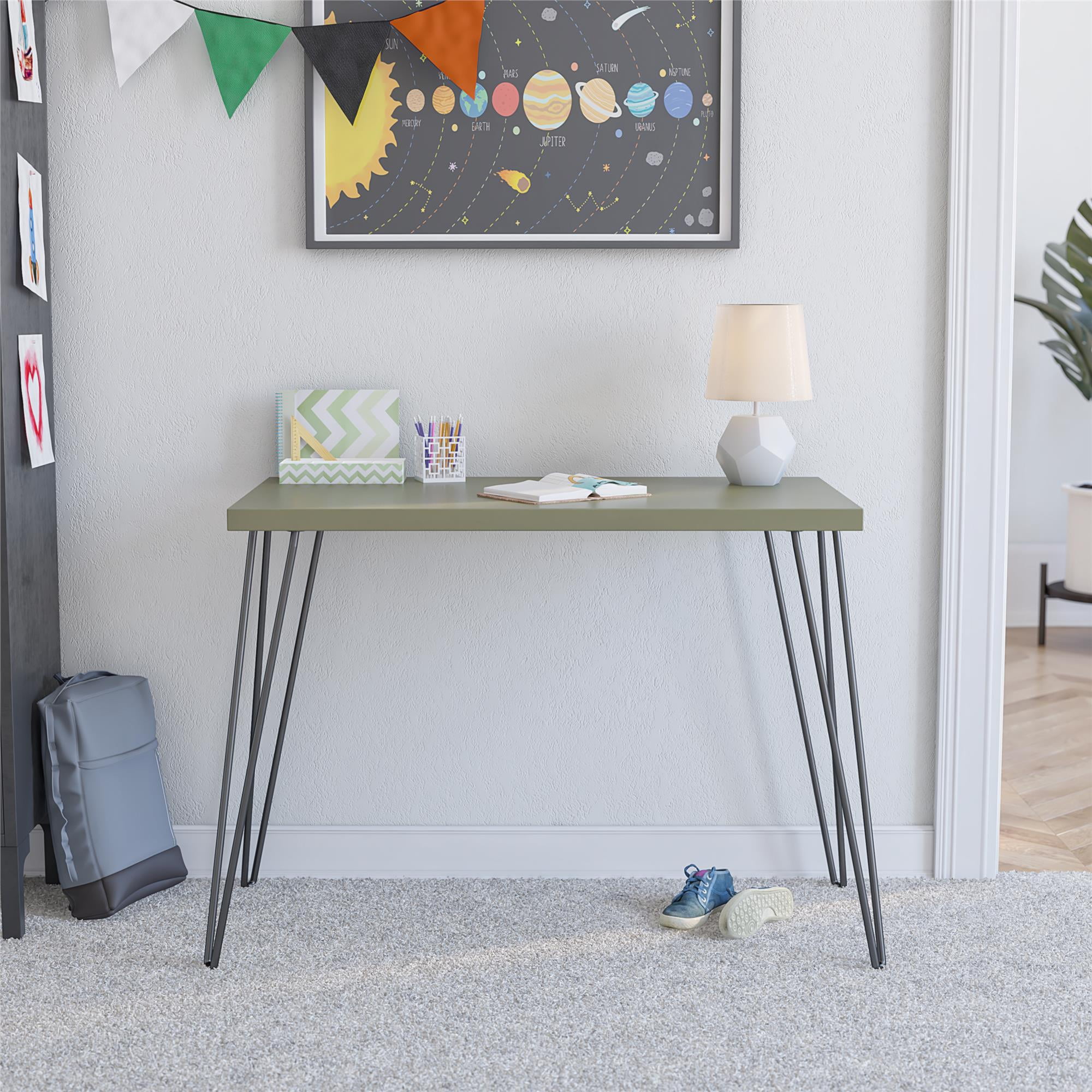 Ameriwood Home Tamarack Retro Computer Desk, Olive Green/Black