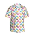 thumbnail image 2 of Daiia Colorful Rabbit Hawaiian Shirt for Men Gentle Cotton Regular Short Sleeve Casual-Large, 2 of 9
