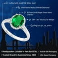 thumbnail image 2 of Gem Stone King 1.64 Ct Oval Green Nano Emerald White Diamond 10K White Gold Ring, 2 of 5