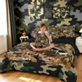 thumbnail image 3 of Manfei Retro Duck Camo Queen Bedding, Countryside Camouflage Bedding Comforter Set Queen, Desert Tan, Black Reversible, 7 Pieces, 3 of 6