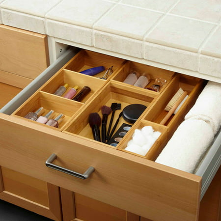 5-Piece Bamboo Storage Box Drawer Organizer Set with 3 Compartment ...