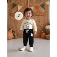 thumbnail image 6 of My First Halloween Baby Boy Outfit Ghost Embroidery Long Sleeve Romper Joggers Pants and Hat 3Pcs Fall Winter Clothes Set, 6 of 10