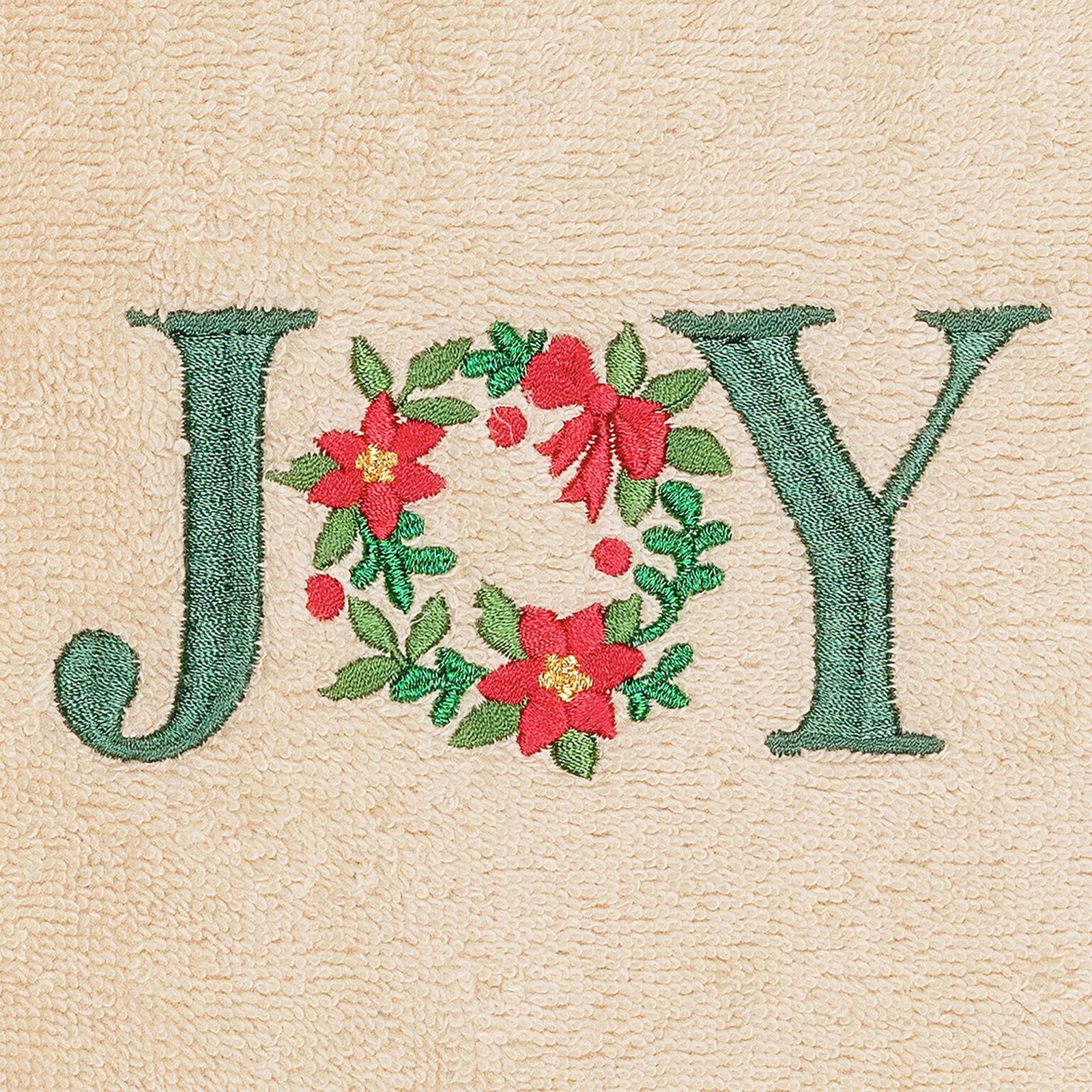 Linum Home Textiles Christmas Joy Embroidered Turkish Cotton Hand Towel - Set of 2