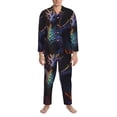 thumbnail image 3 of Picia Rainbow Wings Majestic Dragon Pattern Men’s Long-Sleeve Sleepwear Set - Soft 2-Piece Loungewear with Pockets, Comfy PJs for Relaxing Nights-Medium, 3 of 7