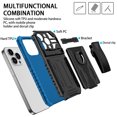 thumbnail image 2 of Nalacover Rugged Case for iPhone 15 Pro - with Removable Belt Clip Hidden Kickstand Heavy Duty Cover, Military Grade Hybrid PC + TPU Heat Dissipation Shockproof Anti-Fall Case - Blue, 2 of 10