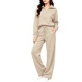 thumbnail image 5 of Women's 2 Piece Lounge Set Quarter Zip Pullover and Wide Leg Pants, Casual Fall Matching Outfit with Drawstring Waist and Pockets Tracksuit, S, 5 of 5