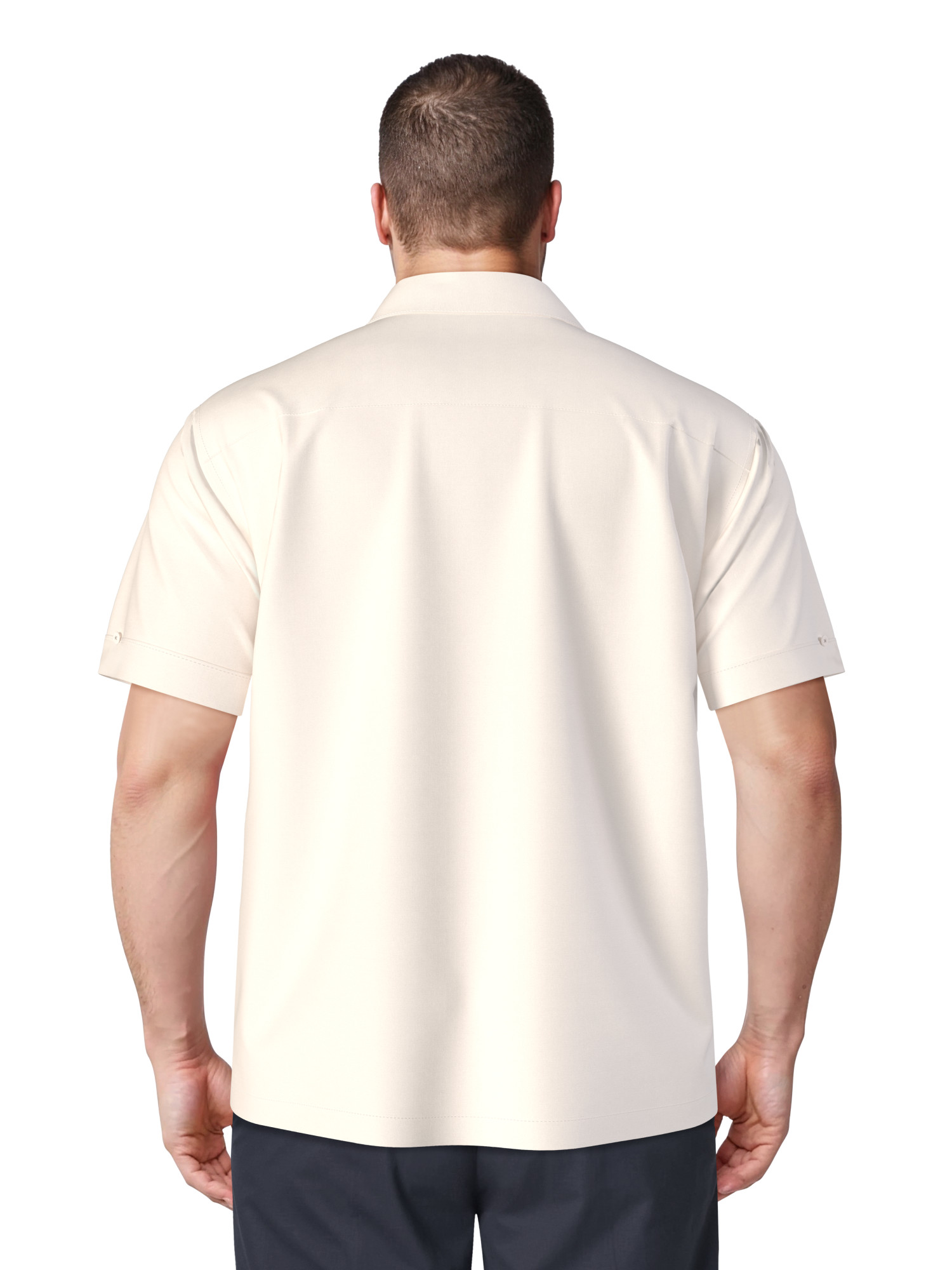 Havanera Men's and Big Men's Embroidered Panels Short Sleeve Linen Cotton Button-Down Shirt, Sizes S-5XL