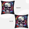 thumbnail image 7 of DouZhe Velvet Decorative Throw Pillow Covers Set of 2, Soft Square Cushion Cover with Invisible Zipper Hip Hop Skull Graffiti Printing, 20"x20", 7 of 7