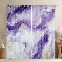 Manfei Adult Modern Marbling Black Out Curtains, Chic Abstract Marble Curtains Pack of 2 (42x63 Each), White Purple Fashion Bedroom Curtains, Living Room Curtains Decor