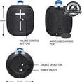 thumbnail image 2 of Ultimate Ears WONDERBOOM 3, altavoz Bluetooth inalámbrico portátil, sonido de 360 ​​grados de graves grandes para exteriores, impermeable, a prueba de polvo IP67, flotante, alcance de 131 pies, negro, 2 of 3