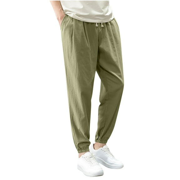Men's Summer Oversize Casual Pants Solid Color Drawstring Holiday Beach Trousers Golf Jogger Sport Pants