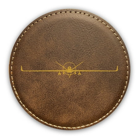 

MQ-9B SkyGuardian Coaster Laser Engraved Leatherette - Round Coasters - Many Colors - Single / Coasters Sets - mq-9 mq9 drone uav