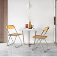 thumbnail image 2 of VINGLI Folding Chairs 4 Pack, Clear Chair Foldable and Stackable, Acrylic Plastic Panel & Metal Chrome Frame, Weight Capacity 350 lbs, Orange, 2 of 16