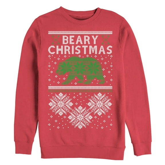 Men's Lost Gods Beary Christmas  Sweatshirt Red Medium