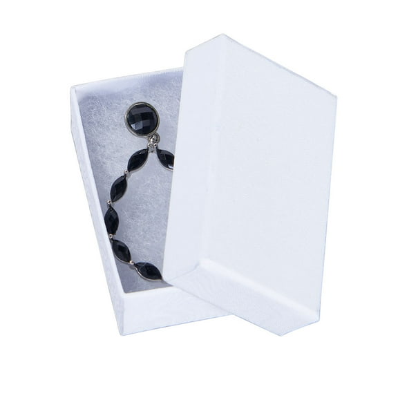 SSWBasics White Embossed Cotton Filled Jewelry Boxes - Case of 200 - 2 ½ x 1 ½ x ⅞ inch