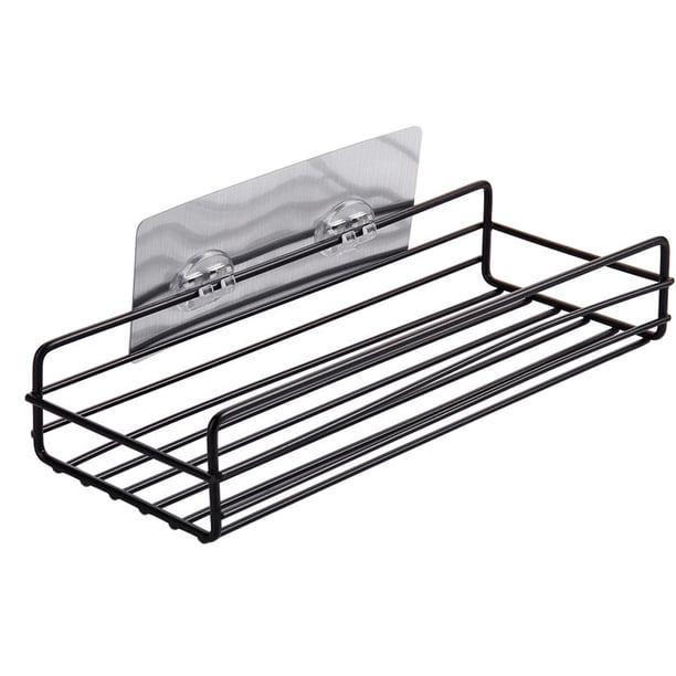 Injueey Estante de almacenamiento para ducha de baño, sin perforaciones, sin perforaciones, organizador de tarros de especias para cocina, estante de Almacenamiento y organización del hogar negro Injueey HA1396-02B