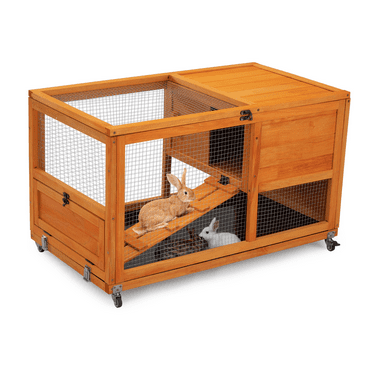 36inches Wood Rabbit Hutch Small Bunny Cage W/ Removable Tray&Roof In/Outdoor