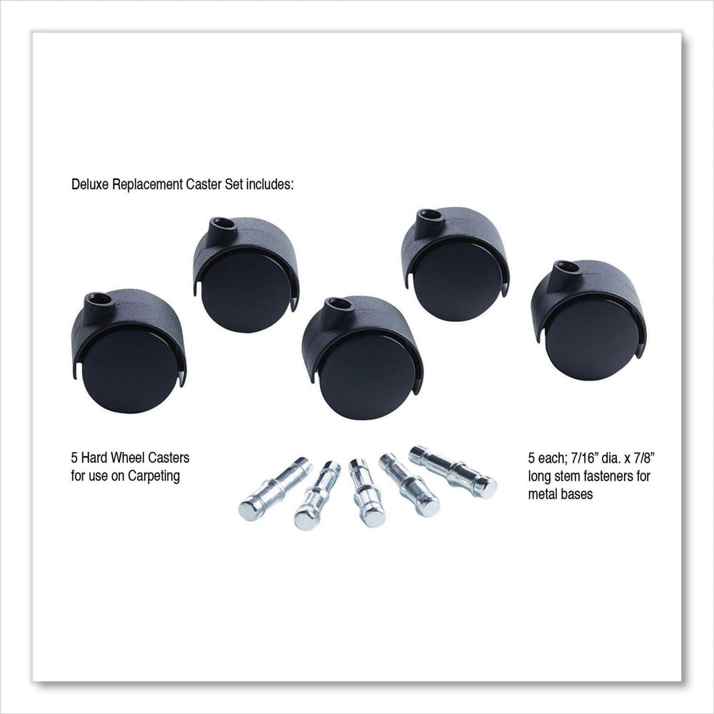 Master Caster Deluxe Duet Nylon 2" Twin Wheel Casters, Matte Black, 5 Count