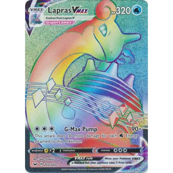 Tarjeta coleccionable Pokémon Lapras VMAX 203/202 Secret Rare