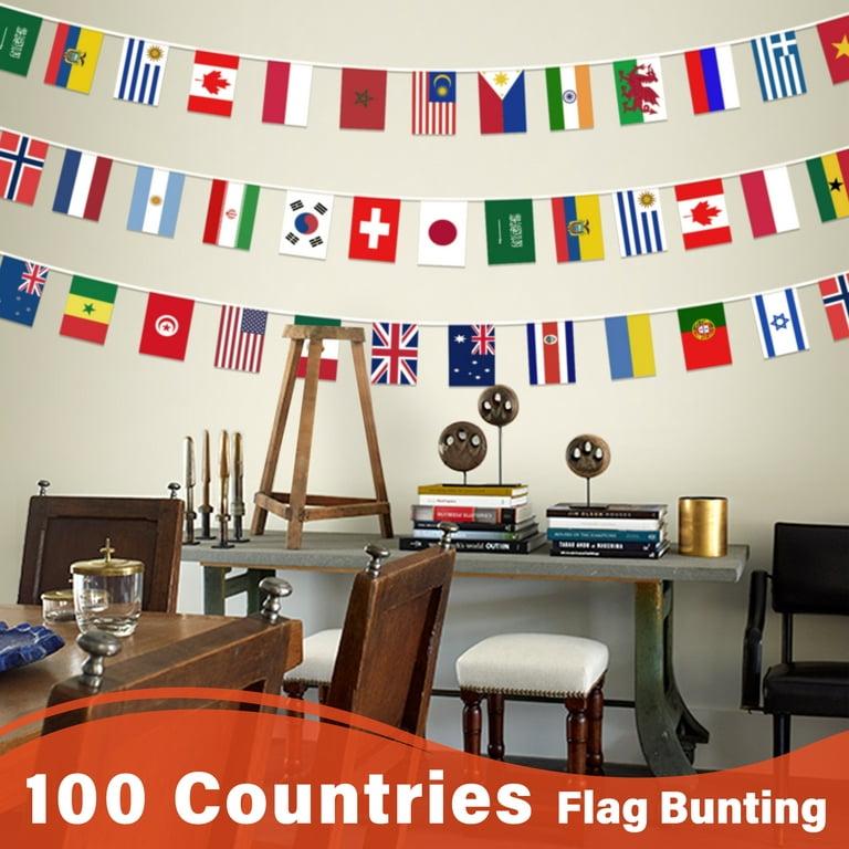 200 Countries String Flag, 184 ft International Flags Bunting Banner, World Flag Banner Decoration for School, Sports Events, Grand Opening, Party