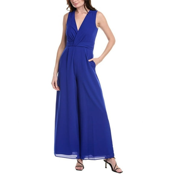 Vince Camuto womens  Chiffon Twist Jumpsuit, 12, Blue
