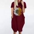 thumbnail image 4 of Robe avec Poches pour Femmes Mode Femmes Ample Imprimé Tournesol Col Rond Poches Robe Décontractée Manches Courtes Robe avec Manches pour Femmes Robe Tournesol pour Femmes Robe Décontractée pour Femmes, 4 of 4
