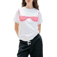 thumbnail image 1 of Gupgi T-Shirts Blancs pour Femmes Soutien-Gorge Imprimé Manches Courtes Col Rond Tee Ample Tops d'Été Décontractés, 1 of 6