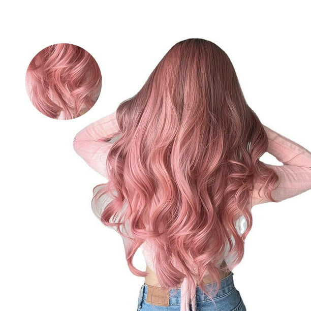 Heat resistant top pink wig