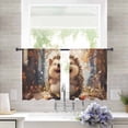 thumbnail image 3 of Fall Forest Animal Semi Sheer Curtains 45 Inch Length 2 Panels Set, Vintage Autumn Pumpkins Maple Leaf Sheer Kitchen Curtain Privacy Voile Window Curtain for Living Room Bedroom Rod Pocket Drapes, 3 of 7