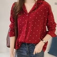 thumbnail image 4 of TODOZO Womens Long Sleeve Button Down Shirts Classic Work Blouse Stretch Formal Casual Dress Shirt Polka Dot Shirts for Women Shirts for Women Trendy Summer Blouses for Women Casual Red Xxl, 4 of 9
