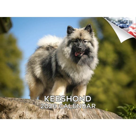 2025 2026 Keeshond Calendar - Dog Breed Monthly Wall Calendar - 12 x 18 Open - Thick No-Bleed Paper - Giftable - Made in USA